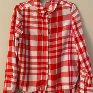 Stella Mccartney Red & White Checkered Silk Blouse